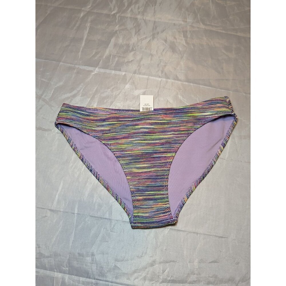 Aerie Womens Bikini Swim Bottoms Hipster Brief Striped Purple Multi Color XS